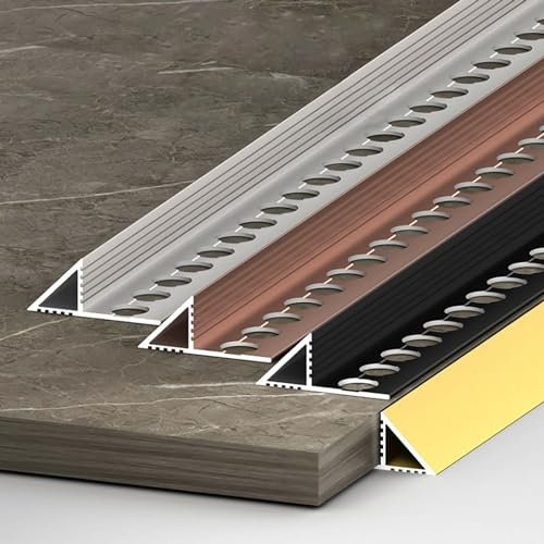 Raouoae Profilé D'angle Carrelage En Aluminium 125 Cm* 2 Pièces Protection Bordure Pour Sol Et Mur Bande D'extrémité De Carrelage Rail De Transition Résistant Pour Zones À Fort Trafic(Gold,Width:12.5m
