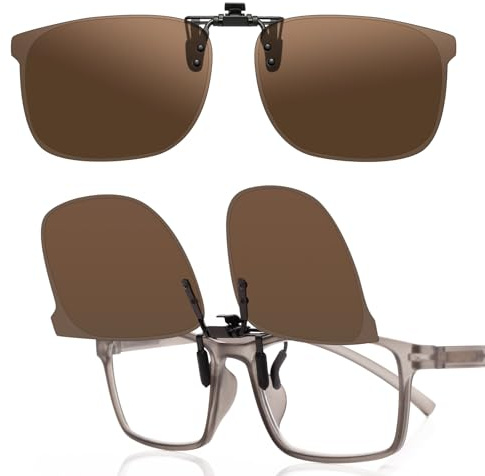 LUFF Occhiali da sole polarizzati Clip-On Cat-Eye per uomini e donne | Protezione UV400, lenti anti-abbagliamento HD, design leggero 8g Flip-Up | Guida sicura, ciclismo e all'aperto