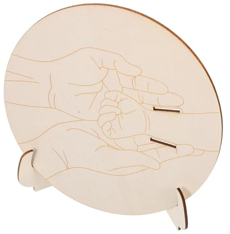 Zerodeko Letrero Redondo de Madera Grabado con Soporte Beige, Placa de Hospital para Recién Nacidos para Ñiño Adecuado para Fiestas de Nacimiento y Ocasiones Obsequios
