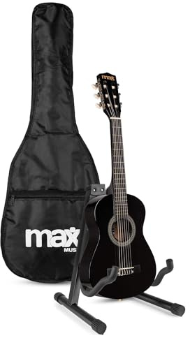 MAX SoloArt Junior 1/4 Guitarra Clásica para Niños de 3 a 6 Años - Set Completo con Funda Mochila, Afinador Clip, Soporte GP20, Púas y Cuerdas de Nailon - Ideal para Principiantes Infantiles