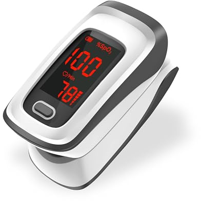 Oxímetro de Dedo Profesional Boston Tech, Pulsioxímetro Preciso para Medir Saturación de Oxígeno (SpO2) y Frecuencia Cardíaca, Pantalla OLED, Incluye Pilas y Estuche, Uso en Adultos y Niños