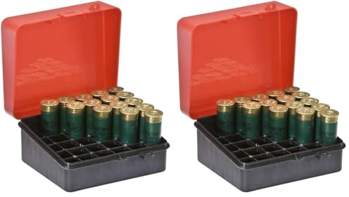 Plano Shot Shell Case 16-Gauge 25-rounds, Red, Custodia per munizioni per fucile da caccia, porta cartucce per fucile da caccia, scatola per cartucce per fucile da caccia, Organizzatore di munizioni