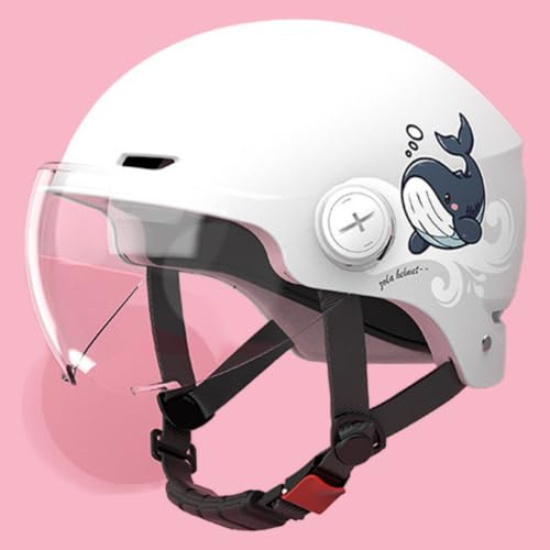 Casque Demi-Jet Pour Enfant Avec Visière Solaire, Casque De Scooter À Motif Baleine Pour Garçons Et Filles De 3 À 12 Ans, Homologué ECE 22.06, Casque De Cyclomoteur Pour Enfant G,50-60cm