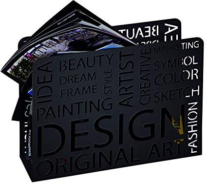 HAKU Möbel Zeitungsständer schwarz, Metall - Maße: B 35 x H 26 x T 10 cm, Style: Modern