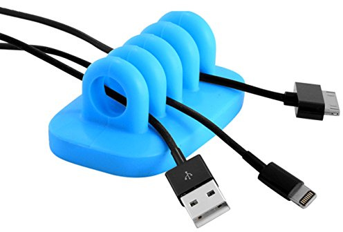 Cable Clip Holder Weighted Desktop Cord Management Fixture (Blue)