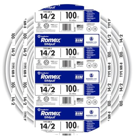 Southwire Romex Brand Simpull Solid Indoor 14/2 W/G NMB Cable 100ft Coil - SW# 28827423