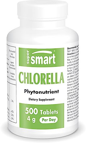 Chlorella - Extrait d'Algue Verte - Aide à Maintenir une Fonction Intestinale Normale - Soutient le Foie et le Système Immunitaire - Enrichi en Protéines, Fer, Vitamine B12 - Vegan - SuperSmart
