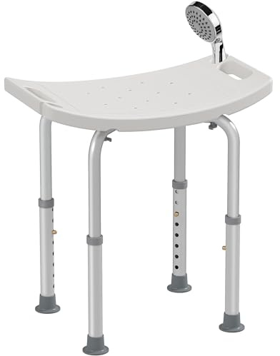 HOMCOM Sgabello Sedile Sedia per Doccia Bagno, Antiscivolo, Altezza Regolabile
