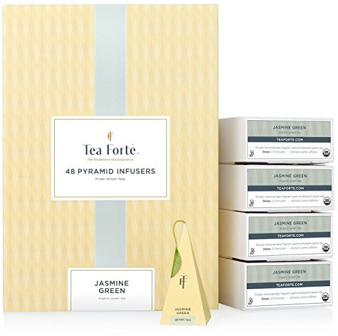Tea Forte Jasmine Green Tea Event Box, Bulk Pack med 48 Pyramid Infuser tepåsar för alla tillfällen