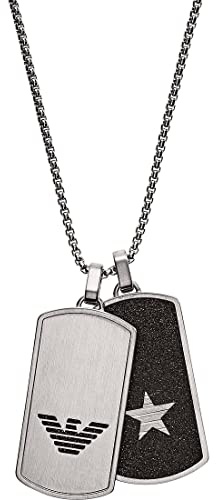 Emporio Armani Halskette Für Männer, Länge: 525mm; Größe Anhänger: 40X21X2mm Silber-Edelstahl-Halskette, EGS2675040