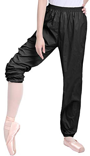 Daydance Black Women Dance Pants Ripstop Ballet Warm Up Perspiration Trousers