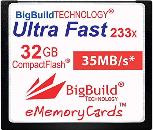 eMemoryCards 32GB Ultra Fast 35MB/s CF Speicherkarte kompatibel mit Canon 10D/20D/30D/40D/50D/1D/1Ds/5D/5Ds/7D Mark I/II/III/IV, Nikon D, Olympus E, Sony Alpha, Leica S Kameras