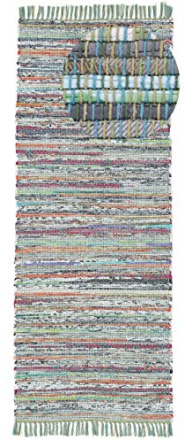 CarpetFine Alfombra de Tejido Plano Corredor Kilim Chindi Rojo 80x350 cm | Alfombra Moderna para salón y Dormitorio