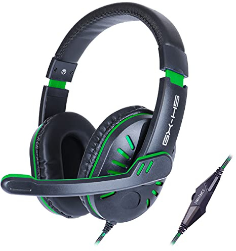 ENHANCE GX-H5 School Headset with Microphone — Perfect for Remote Learning, Study Sessions, and in-Class Listening — Volume Control, USB + 3.5mm, Comfortable Over-Ear Noise-Isolating Design (Green)