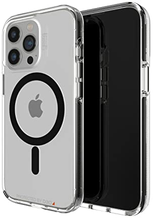 ZAGG Santa Cruz D30 Protective Case for iPhone 13 Pro, Slim, Shockproof, MagSafe (Clear Black)