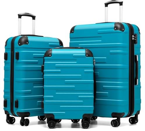 COOLIFE 3 Piece Suitcase Set, Durable Luggage Set for Family with TSA Lock