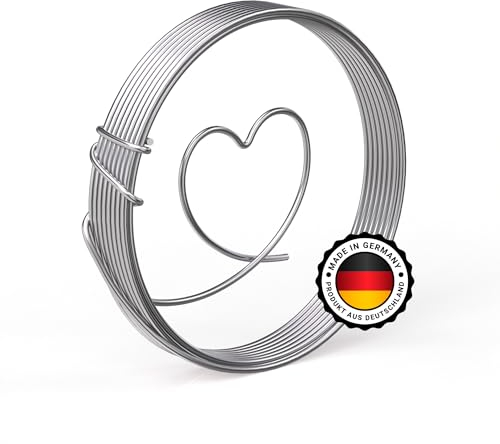 SERSCH 12X Meter Basteldraht Aluminiumdraht zum basteln von Schmuck, Draht-Schriften und Figuren super Halt und sehr flexibel langlebiger und hochwertiger Aludraht (3 mm, Silber)