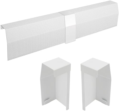 6ft Steel Easy Slip-On Baseboard Heater Cover with End Caps for Bathroom & Hydronic System for Replacing Old Cover, White