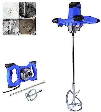 Mörtelrührer Rührwerk Rührquirl Ø 120mm, Handrührwerk 2800W für Mischgut Beton, Mörtel, Putz, 6-stufige Drehzahlregelung, Ergonomischem Griff, Rührgerät Mörtel Betonrührer 0-1700 U/min