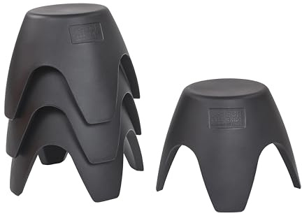 ECR4Kids Ayana Stackable Plastic Stool Seating Set, Childrens Furniture, Black, 4-Pack