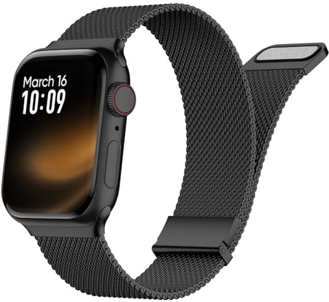Finoriss Metallarmband kompatibelt med Apple Watch-armband 38 mm, 40 mm, 41 mm, 42 mm, 44 mm, 45 mm, 49 mm, rostfritt stål armband med magnetlås för Apple Watch SE Series 9 8 7 6 5 4 3 2 1, 38mm/