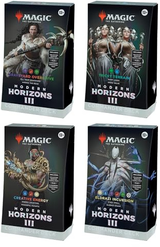 Magic: The Gathering Modern Horizons 3 Commander Deck Bundle - Enthält alle 4 Decks (Friedhofs-Overdrive, Tricky Terrain, Creative Energy, und Eldrazi Incursion)