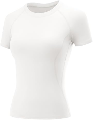 Rapbin T-shirt dam sporttopp gym topp yoga rund hals lätt andas sportskjorta träning löpning funktionell skjorta sommar fitness löptröja, Vit, L