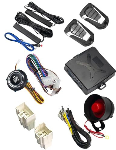 Car Alarm System, Anti-Theft Immobiliser Push Start Ignition Kit, Auto Alarm Keyless Entry System, Comprehensive Car Security, Easy to Install, Multicolor Fit for Most Vehicles