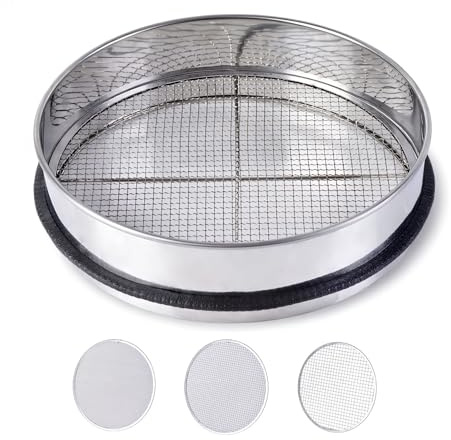 3PCS Thickened Soil Sifter, Dirt Sifter & Rock Sifter Set with 3 Removable Mesh Screens (3mm, 6mm, 9mm) - Reinforced Frame Fits 5 Gallon Bucket