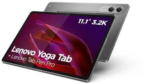 Lenovo Yoga Tab – Tablet 11.1 3.2K (Qualcomm Snapdragon 8 Gen 3, 12 GB RAM, 256 GB UFS 4.0, 144 Hz, 4 Altavoces, Wi-Fi 7, Bluetooth 5.4, USB-C, Android 15) Color Luna Grey – Incluye Tab Pen Pro