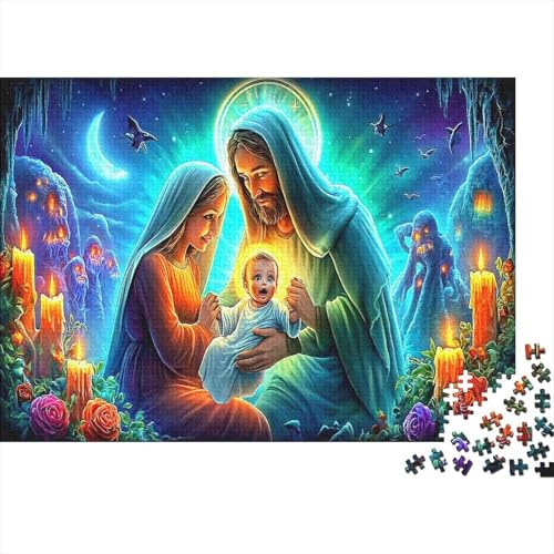 Helig familj pussel för vuxna pussel 1000 bitar nattljus pusselspel 1 000 bitar avkoppling familj gåva hem 70 x 50 cm/1000 st