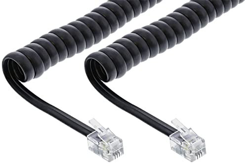 InLine Spiralkabel, RJ10 St/St, max. 2m schwarz