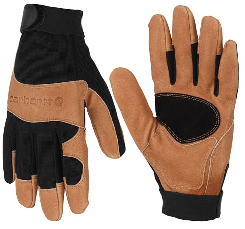 Carhartt Men's High Dexterity Reinforced Secure Cuff Glove, Black Barley, Medium
