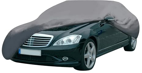 Dunlop Funda Coche XL - Funda Protectora para Coche Universal - Cubierta para Coche 534 x 178 x 120 cm - con Cordón Elástico y Anillos - Impermeable para Interior y Exterior - Gris