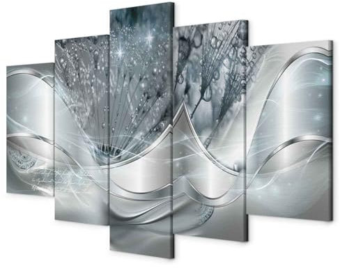 murando - Tableau Acoustique Abstrait 200x100 cm 5 Parties - Décoration Isolation Phonique Bureau Chambre Panneau Insonorisant Impression sur Toile - Abstrait Pissenlit Bleu a-C-0087-b-o