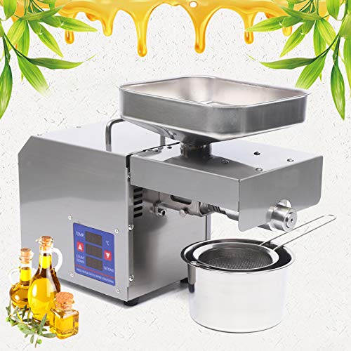 600W Commercial/Household Fully Automatic Oil Press Machine Stainless Steel Oil Extractor Cold/Hot Oil Maker Machine IntelligentTemperature Control with LCD Digital Display