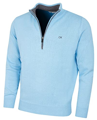 Calvin Klein Herren 1/2 Zip CK Golfpullover – Babyblau – XL