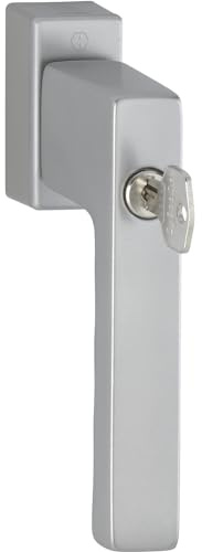 HOPPE TOULON - Manilla para Ventana con Cilindro de Bloqueo, Secu100+Secustik+VarioFit, 90°, 7x32-42 mm, Simil Inox F9, ref. 10764821