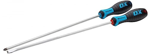OX Tools Pro 2 Piece Long Screwdriver Set - 300mm Length, Blue,red (OX-P363302)