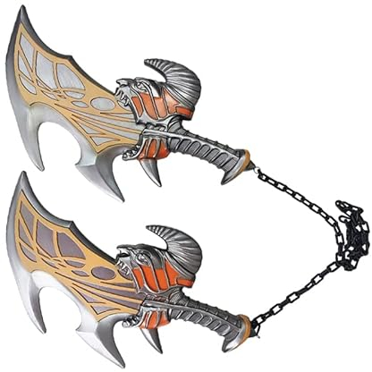 Hache médiévale Leviathan Fantasy Blades of Chaos Foam Sword Hache Kratos Blade of Exil Foam Sword Hache entièrement améliorée Leviathan God-War Viking Hache en mousse Cosplay Prop 1:1 (Lames
