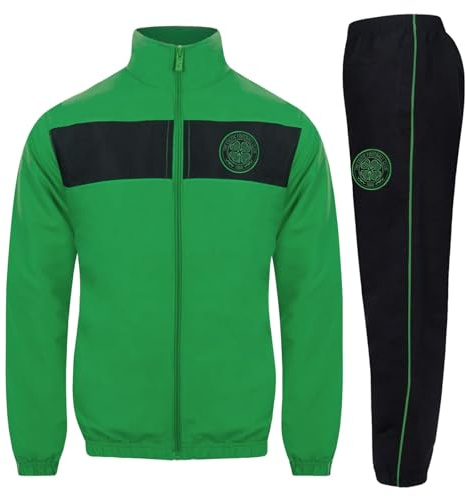 Celtic FC Official Football Gift Boys Tracksuit Set Black Green 12-13 Years
