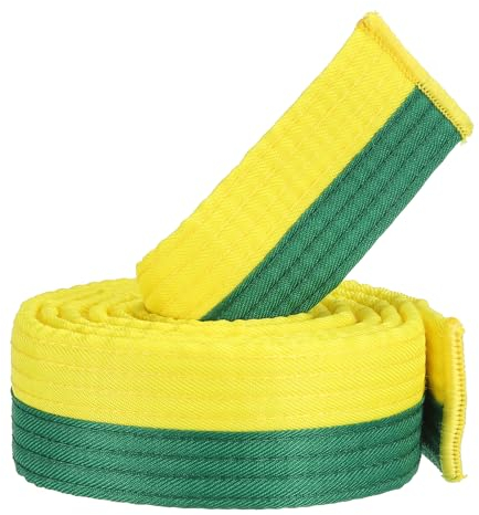 PATIKIL Taekwondo Farbiger Ranggürtel, 1,6 x6Ft 1,8M Polyester Kampfsport Judo Karate Gürtel für Unterricht Praxis, Gelb-Grün