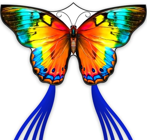 SGftre Butterfly Kite for Kids and Adults,Extremely Easy to Fly for Beginners,Single Line String with Tail for Beach Flying Kites for Outdoor Trip Park Family Game(Flower Splendour Butterfly)