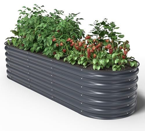 UNIGARDIA Hochbeet aus Metall 200x60x43 cm - Modulares 6-in-1 Hochbeete-Kit - Rostfreie Hochbeete für Garten aus Premium Zn-Al-Mg Stahl - Min. 20 Jahre Lebensdauer - 43 cm Hoch Gemüsebeet, Anthrazit