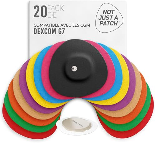 Not Just A Patch Dexcom G7 Adhesive Patches (20 Pack) – Stelo CGM Sensor Patches with Precision-Cut Hole for Ventilation – Multicolor