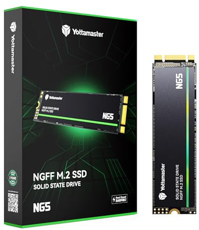 Yottamaster NG5 256GB M.2 SATA SSD, M.2 2280 NGFF SSD SATA III Interno Solid State Drive, Velocità di Lettura/Scrittura fino a 500/450 MB/s, M.2 SATA SSD Interno con Chiave B+M per Laptop PC Desktop