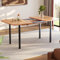 DRIXNO Klassischer Ausziehbarer Esstisch in Holzfarbe 120 cm, Teleskoplänge bis 160 cm, Tisch in Naturfarbe, Moderner Minimalistischer Stil, Hochfeste Legierungsstütze, Geeignet für 4-6 Personen