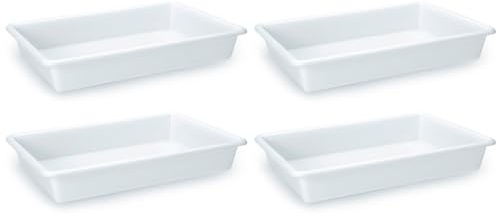 AC - Pack de 4 Bandejas Frigoríficas - Capacidad de 4 L - Fabricado en Plástico - Apto para Microondas y Congelador - 6 x 35 x 27 cm - Color Blanco