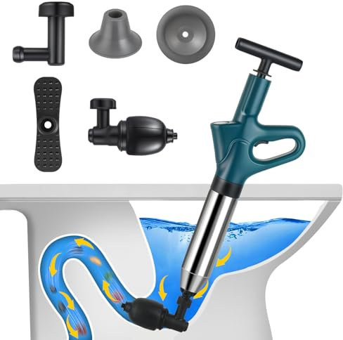 Desatascador WC, Desatascador Tuberias a Presion con barómetro, Desatascador de Inodoro con Cuatro Ventosas Diferentes Adecuado para Cuartos de Baño Inodoros Lavabos