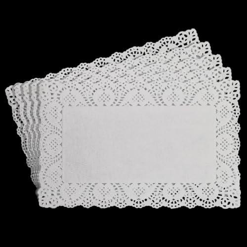 CREATCABIN 100 napperon Rectangulaire en Papier Blanc Résistant à la Graisse Jetable Décoration pour Plateaux à Desserts Friture Cuisine Pâtisserie Tables 30x19cm